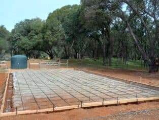 The frame work for the foundation of a new home build.