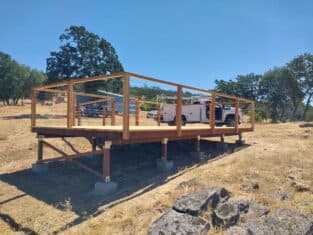 Newly constructed platform with wire panel with wood frame | Wire mesh fence, Wire fence ...