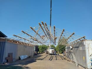 The frame work of a new roof under development.