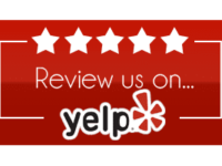 Red graphic with five white stars and text saying, 